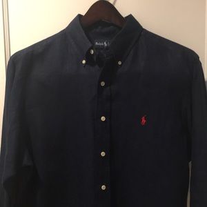 Ralph Lauren 100% linen navy blue shirt.